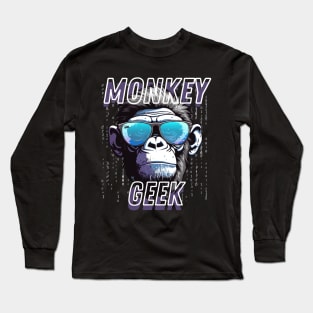 Monkey Geek Funny Gifts for Nerds IT Specialists Long Sleeve T-Shirt